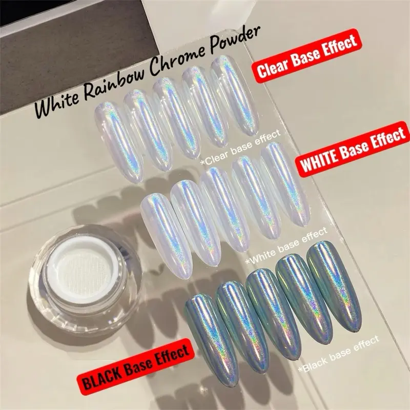 2026 New Clear Holographic Chrome Powder for Nail Art