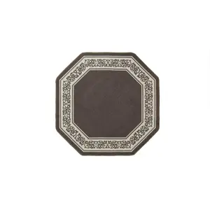 212 MAIN 54x54 in. Floral Border Octagon Accent Decorative Rug - Sand, Floral Pattern Area Rug, Floral Pattern Rug