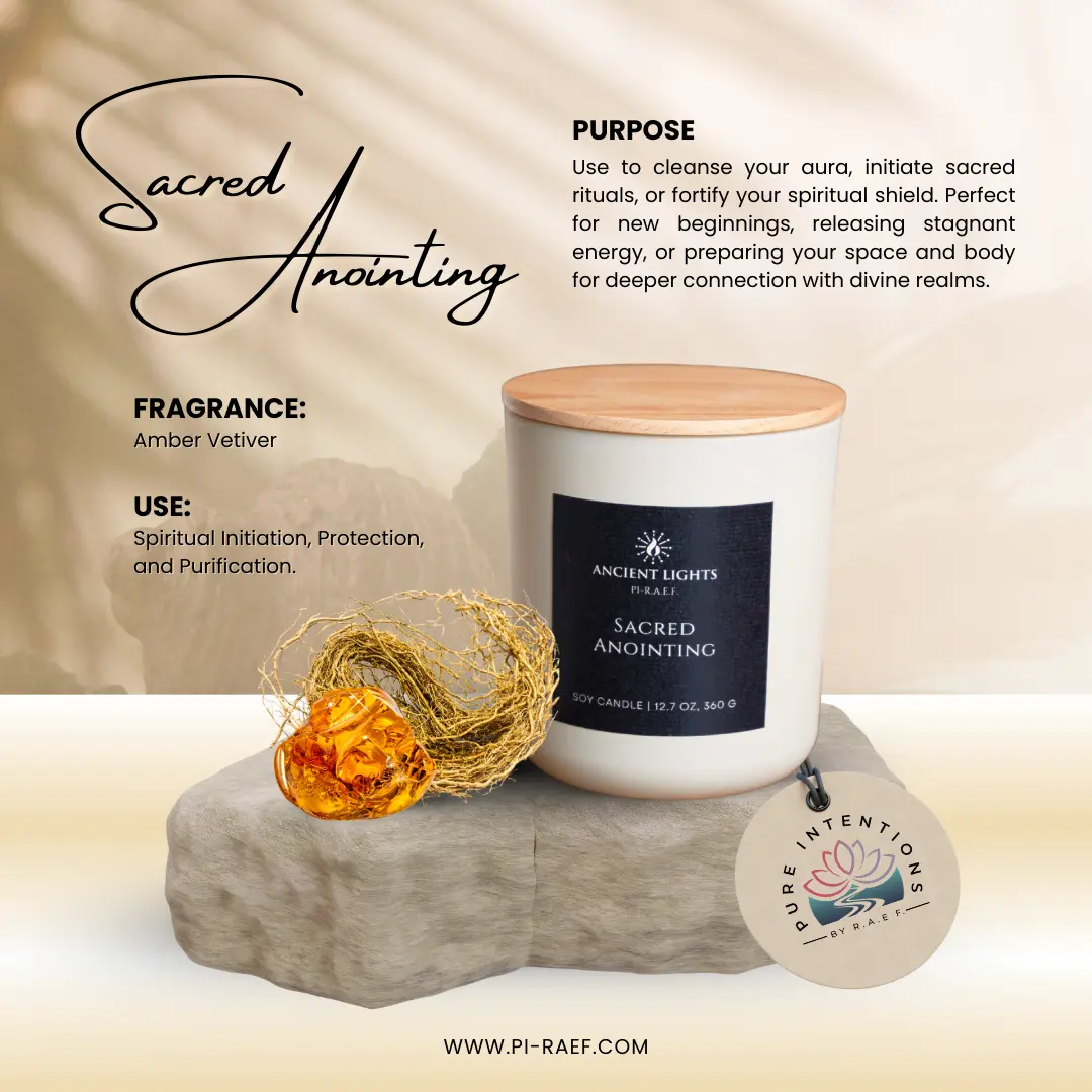 Ancient Lights Sacred Anointing Candle 12.7 oz Amber Vetiver Scent for Spiritual Initiation Protection and Purification Therapeutic Essential Decor Ornaments Perfume Aroma