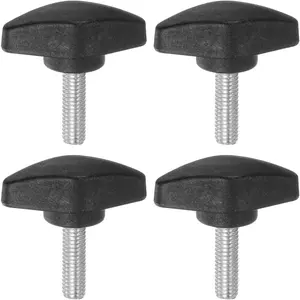4pcs Tee Wing Knobs Thumb Screws M6 x 20mm Standard Male Thread Plastic T Knobs Handles Hand Clamping Grip Thumbscrew, Black