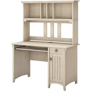 Furniture Small Computer Desk with Hutch in Antique White
