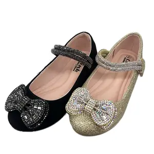 RHINESTONE BOW BALLET FLAT WITH VELCRO BAND SUPPLE-90k