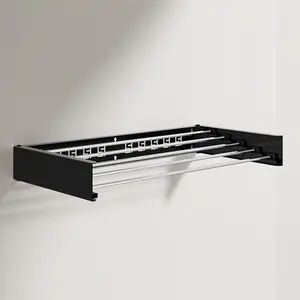 Laundry Drying Rack Wall Mounted, 31.5-INCH Retractable Clothes Drying Rack, 40lbs Capacity, 11.6 Linear Ft, with Wall Template and Long Screwdriver Bit