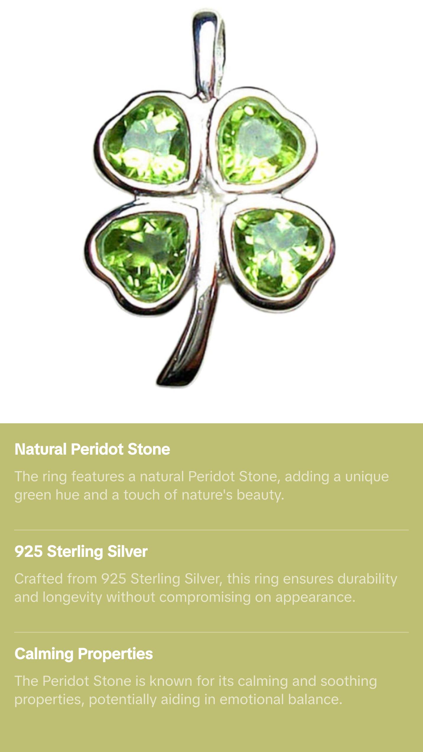 Peridot Four Leaf Clover Pendant - Fashion Accessory