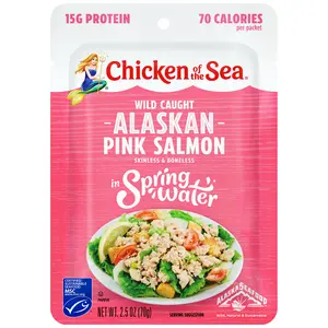 Chicken of the Sea Alaskan Pink Salmon in Spring Water, 2.5 oz. Packets (Pack of 4), Wild Caught, Skinless & Boneless
