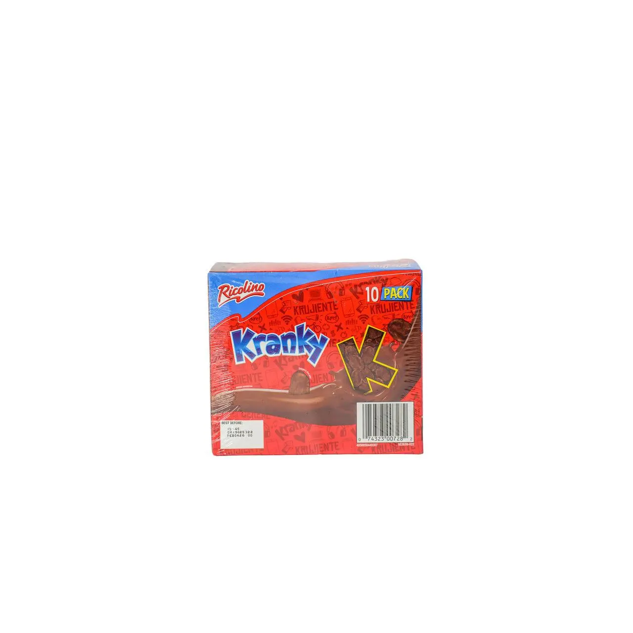 Ricolino Kranky Crispy Corn Flakes with Sweet Chocolate Coating Unique Crunch Snack Pack of 10
