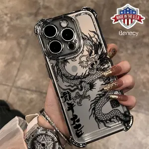 Fashionable Chinese Dragon Design Phone Case Compatible with Iphone 16, 15, 14, 13, 12, 11 Pro Max, X, XR, XS Max, 8, 7 Plus, Featuring a Transparent Soft Back Cover That Is Drop-Resistant. Protection Protective Protector Shockproof