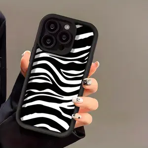 Phone case: Fashion Minimalist Black and White Zebra Stripe Pattern Phone Case for iPhone 17 E Air Pro ProMax iPhone16 15 14 Plus 13 12 Mini 11 X XS XR