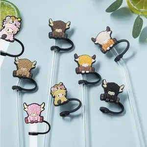 Cute Cartoon Highland Cow Insulated Straw Cup Stanley Bottle Decorative Accessories Dustproof Fashion Straw Cover