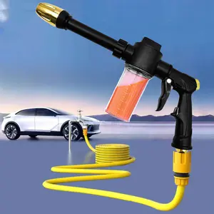 High Pressure Car Wash Gun with Foam Cup, Long Handle Spray Gun for RV & Motorcycle Cleaning, Garden Watering Tool for Lawn Irrigation, Car Wash Sprayer