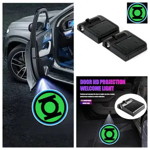 4 Pack Universal Modified Car Door Welcome Projector Lights, Green Lantern Logo LED Car Courtesy Lights, Waterproof No Drill, Stick & Play Non-Destructive Installation.