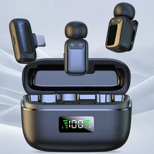 Mini Wireless Lavalier Microphone with USB C Plug, Noise Reduction, Digital Display Charging Case, Lapel Microphone Wireless for Video Recording Podcast, Wireless Lavalier for Samsung/iPhone/Android Smartphones, USB Rechargeable Mic