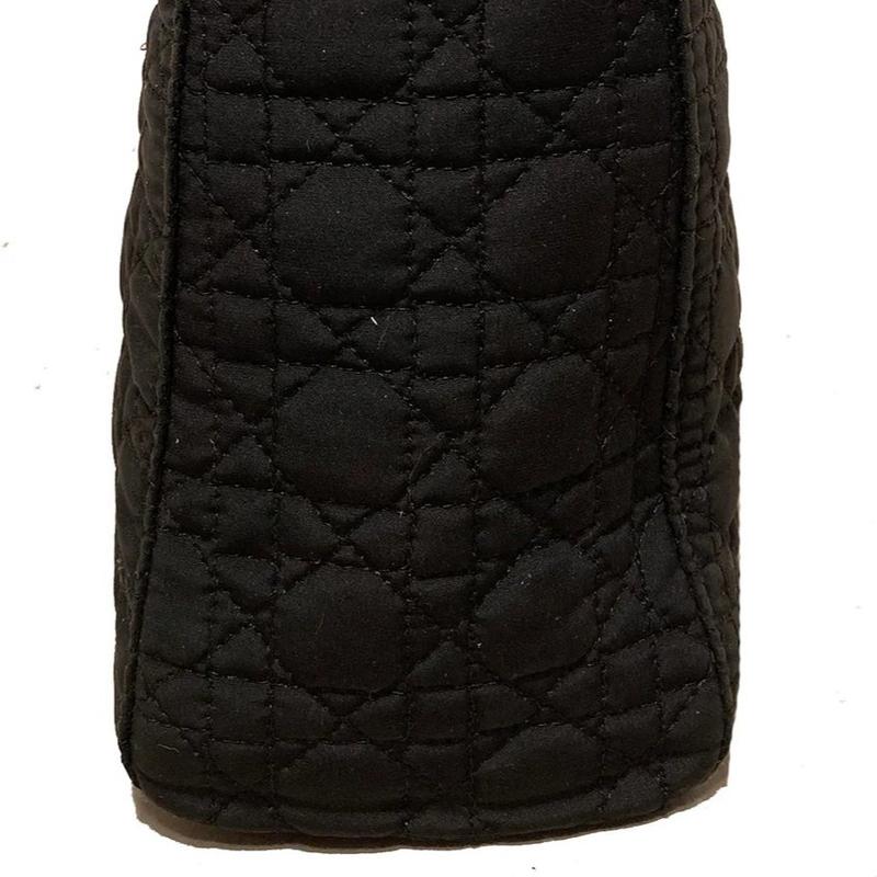 Pre-owned CHRISTIAN DIOR Nylon Top Handle Bags Black Mini Lady Dior Bag