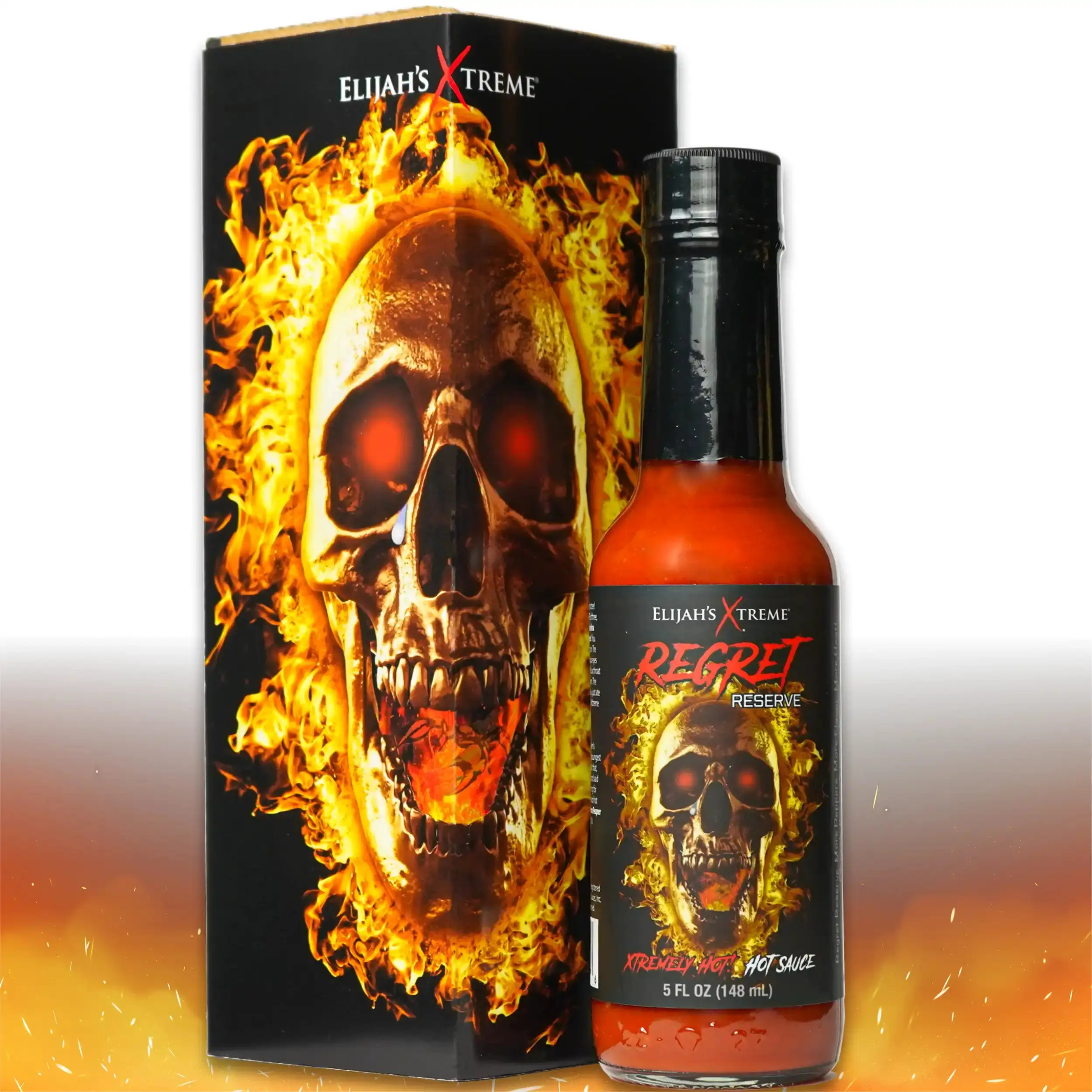 Elijah's Xtreme Regret Reserve Hot Sauce - Carolina Reaper, Trinidad Scorpion & Habanero, Extreme Heat About 999,999 SHU, 70% Peppers, No Extracts, N