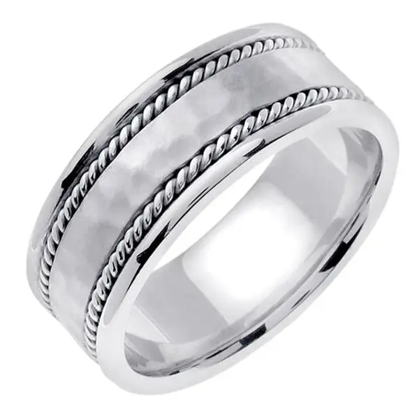 Men's Handmade Hammered Wedding Band in Platinum 8.0mm