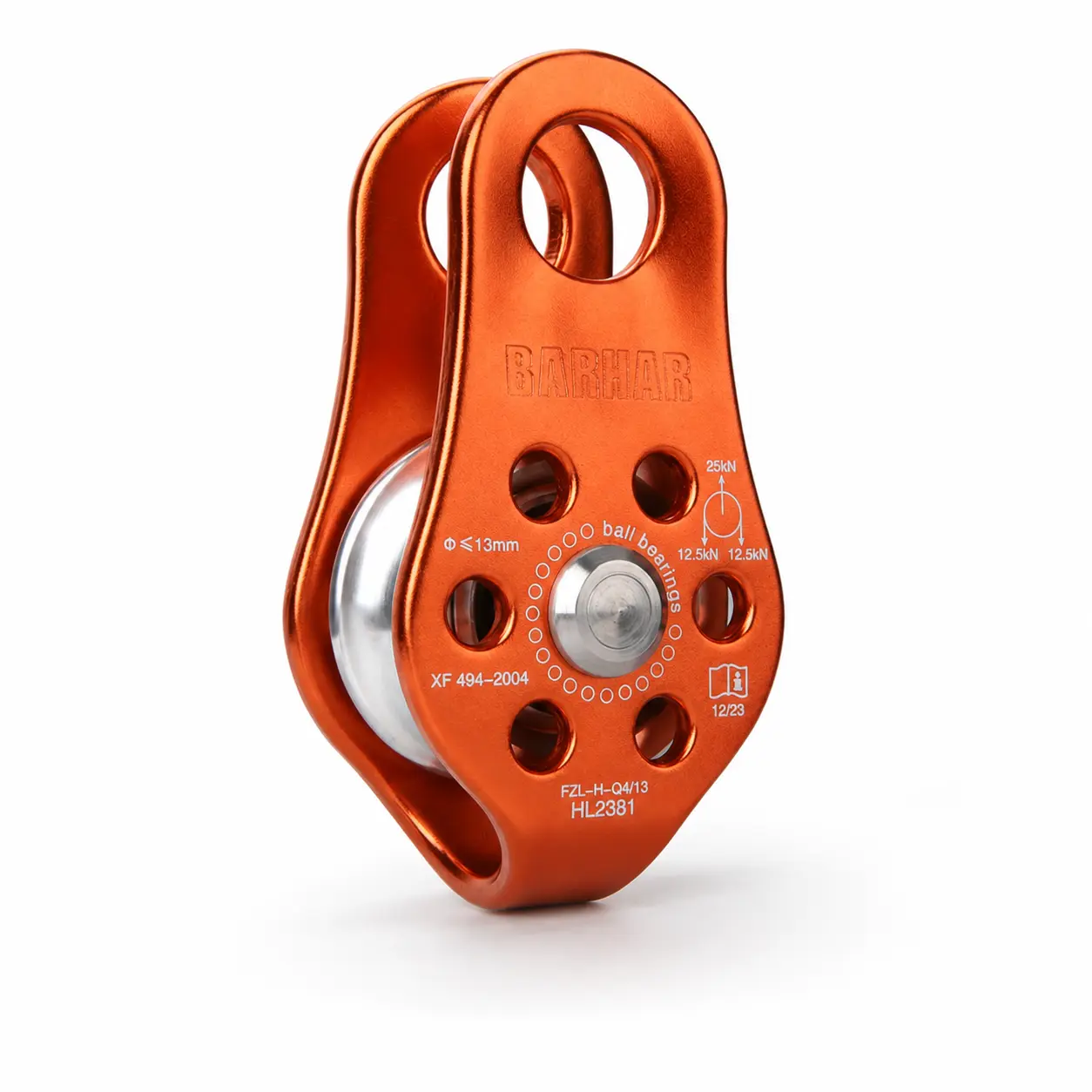 BARHAR 25kN Climbing Pulley Block with Carabiner, Aluminum Rope Pulley with Ball Bearing for 4-13mm Rope, Heavy-Duty Rigging Gear for Tree Climbing, Arborist, Rescue & Rope Access