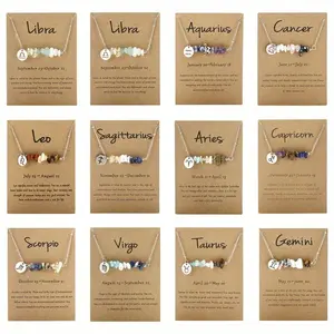 Boho Chic Zodiac Necklace, Natural Gemstone Pendant Jewelry for Women, Original Design Everyday Necklace, All-Season Fashion Accessory, Perfect Gift for Her, Birthday, Christmas