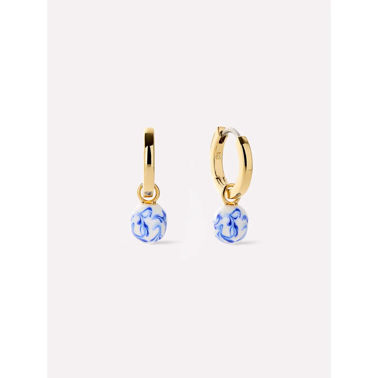 Gold Drop Earrings - Lainey Marble Blue