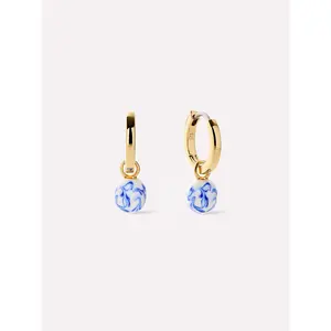 Gold Drop Earrings - Lainey Marble Blue