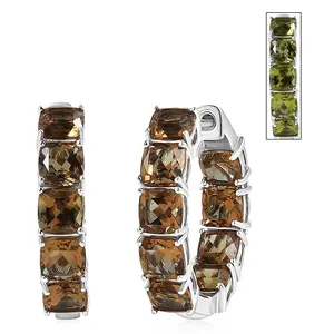 Autumn Alexite 10.60 ctw Art Deco Hoop Earrings in Platinum Plated
