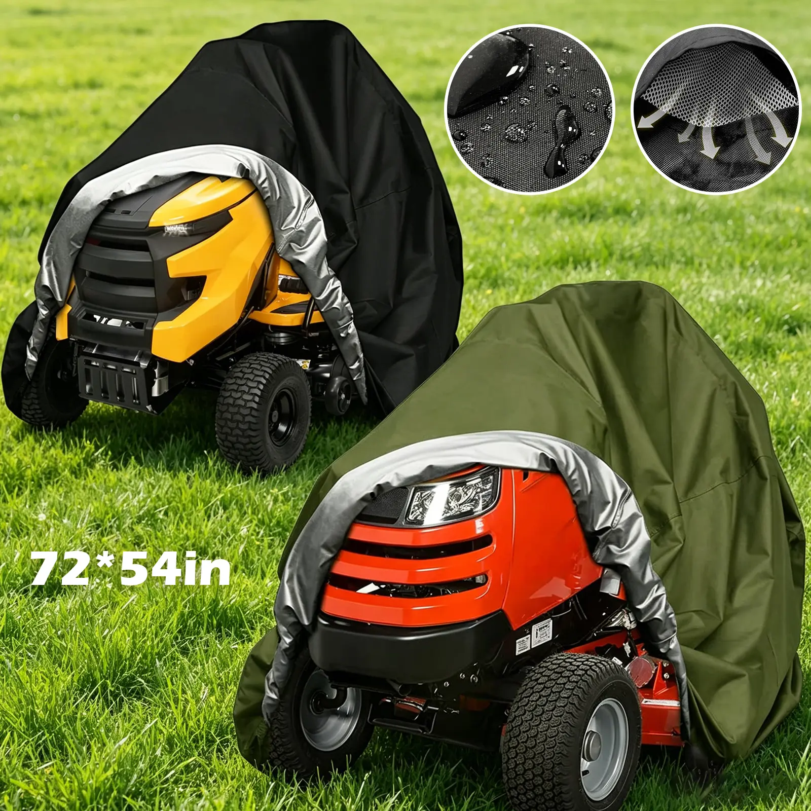 HOMEYA Riding Lawn Mower Cover, 420D Waterproof Riding Mower Cover Heavy Duty Mildew Resistant UV Protection Tractor Covers with Air Vents & Drawstring, Universal Fits Decks up to 54" & Storage Bag