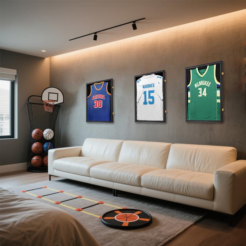 IHEIPYE Jersey Frame Display Case with 98% UV Protection Acrylic Panel Gold Locks for Baseball Basketball Football Soccer Hockey Sport Shirt Black
