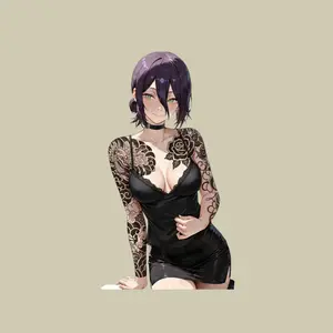 Reze Tattoo Baddie Sticker – Dark Aesthetic Vinyl Decal for Laptops, Water Bottles, Car Windows & Gear