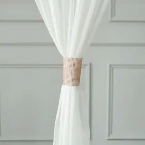 4 Pack Rose Gold Large Rhinestone Mesh Velcro Chair Sash Clips, Backdrop Curtain Bands 5"X10"