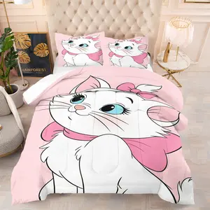 Mary Cat Print Quilt Bedding Set, including 1 quilt and 1 or 2 pillowcases without cores, suitable for home or dorm decoration, perfect as a gift