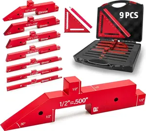 Setup Blocks Woodworking Tools with 0.001'' Accuracy  8 count  Router Table Setup Bars, Height Gauge Block Set for Router Table & Table  Accessories, Precision Router Depth Gauge (Red)