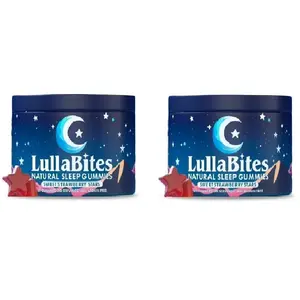 LullaBites Natural Sleep Gummies - 30 Servings -Sweet Strawberry Stars (Melatonin Free)