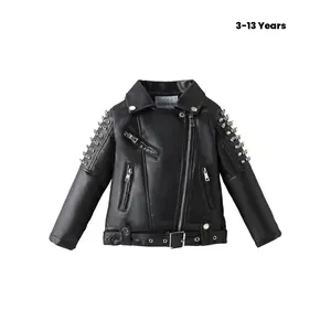 Hot Kids Biker Jacket |   Soft Rivet Design Korean Fashion Unisex Coat spring and autumn 2025, Kids Outdoor Wear, Seasonal Kids Fashion, Trendy Kids Clothing, Casual Kids Wear, Highquality Stitching, Durable Kids Wear, Unisex Outerwear