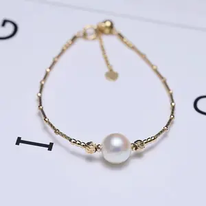CA S925 Silver Freshwater Pearl Bracelet Gold Color