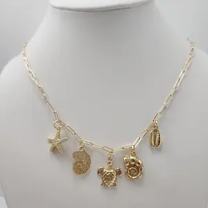 Gold Laminated Chain 20 inch Necklace with Pendants