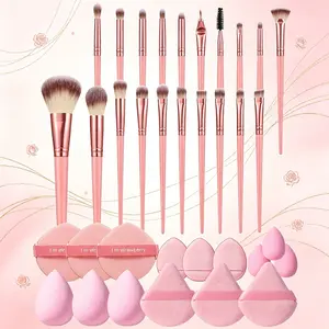 35pcs Makeup Tool Set Includes 20pcs Brushes, 3pcs Sponge, 3pcs Mini Sponge, 3pcs Cushion Pad, 3pcs Triangle Pad, 3pcs Mini Cushion Pad