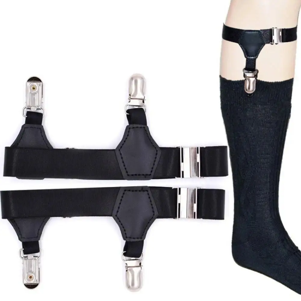 Women's Men's Adjustable Non-slip Clip Sock Garters - Formal Dress Fit Basic Elastic Suspenders, 1-Pair Holder to Prevent Socks From Falling Off, Lingerie