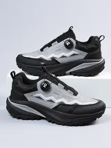 Spin Buckle Ice Silk Breathable Anti-Slip Rubber Sole Lightweight Hiking Shoes, Durable Trail Running Sneakers for Daily Wear