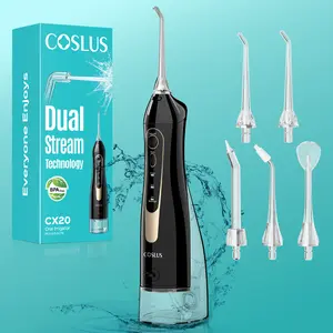 COSLUS CX20 Water Flosser For Teeth Cleane: Portable Cordless Oral Irrigator 300ML, 5 Nozzle,Multimodes, Rechargeable,IPX7 Waterproof for whitening tablets,Tongue Scraper Water Flosser For Braces,water flosser for tonsil stones/tartar, Oral Plaque Remover