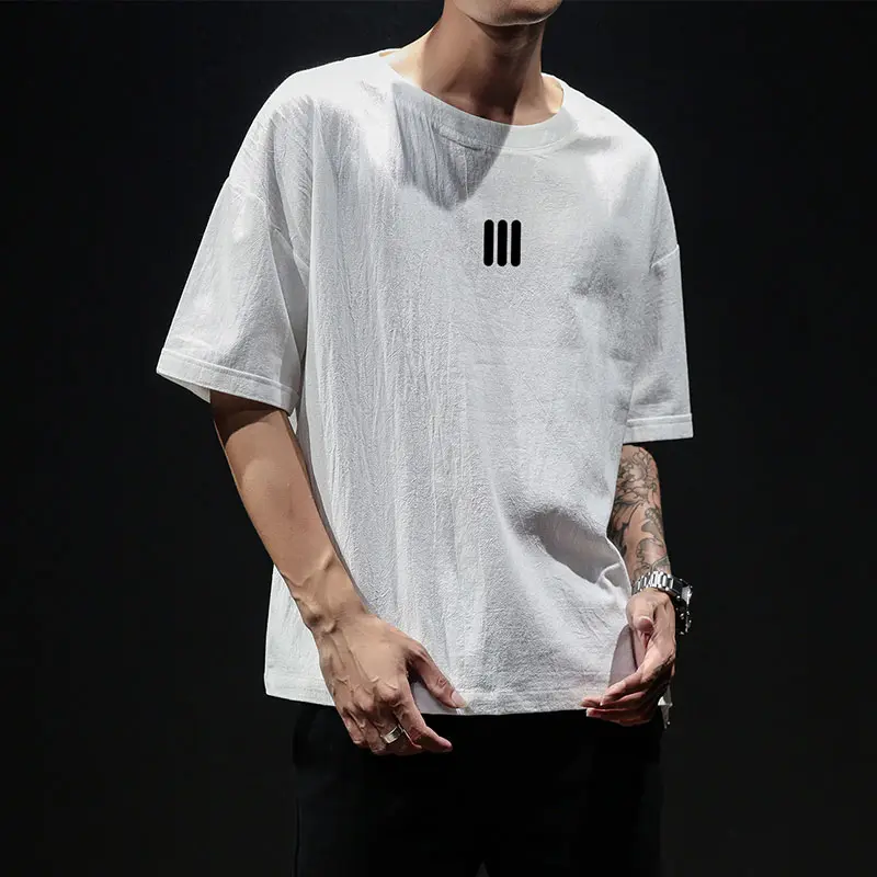 Lightweight Wrinkle Resistant Loose Fit Round Neck Minimal Print T-Shirt Loungewear Top.  86XJ-T3568