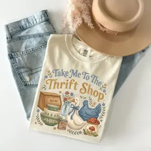 Comfort Colors Take Me To The Thrift Shop T Shirt, Vintage Thrifting Graphic Tee, Thrifting Shirt, Funny Goose T Shirt, Unisex Casual Graphic Tee