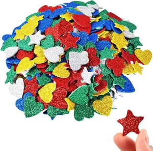 Foam Heart Stickers Glitter Star Heart Foam Stickers for Crafts Self Adhesive Colorful Hearts Shapes Valentine Day Sticker for Arts Crafts DIY Supplies(150pcs)