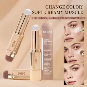 Dual-Ended Foundation & Concealer Stick: High-Coverage, Hydrating, Waterproof & Sweatproof. Natural Matte Finish for All Skin Tones, Long-Lasting Wear. 3 Shades, Detachable & Reusable Brush. Travel-Friendly. Ideal as a Holiday & Christmas Gift.