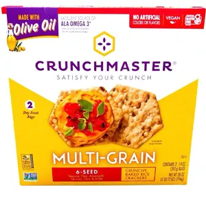 Crunchmaster 6-Seed Multi-Grain Crackers 28 Oz Vegan Gluten-Free Made with Olive Oil EXP 05/2026
