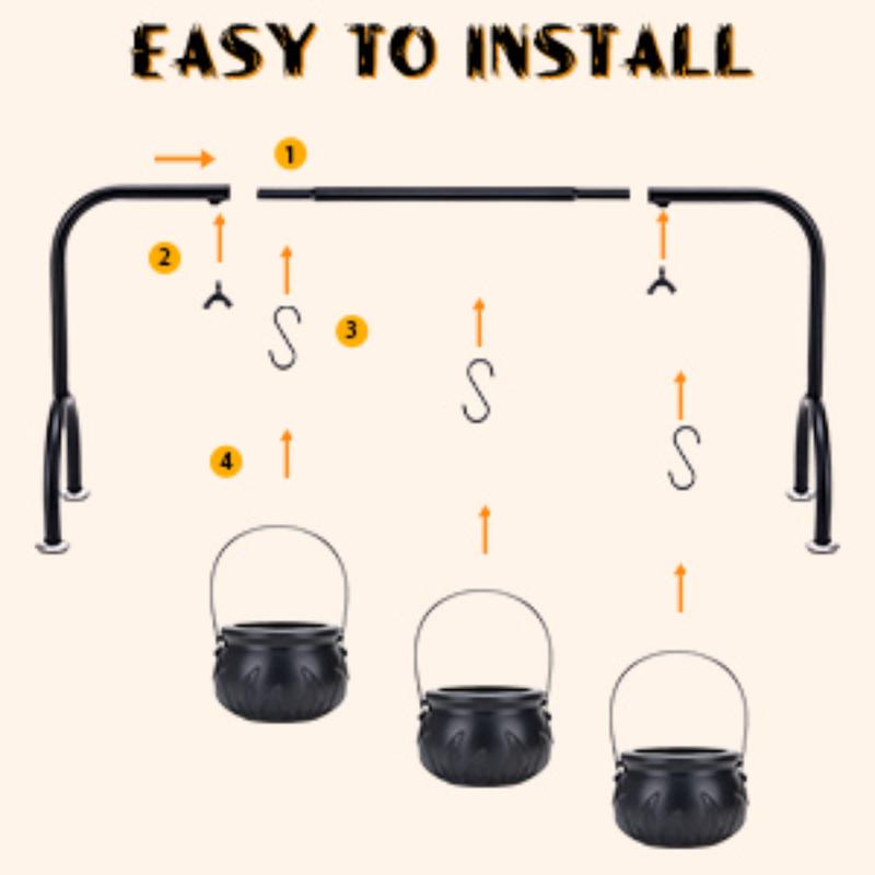 Set of 3 Skeleton Cauldron Candy Bowls with Rack Halloween Tabletop Decoration for Festive Decor Unisex Halloween Accessory