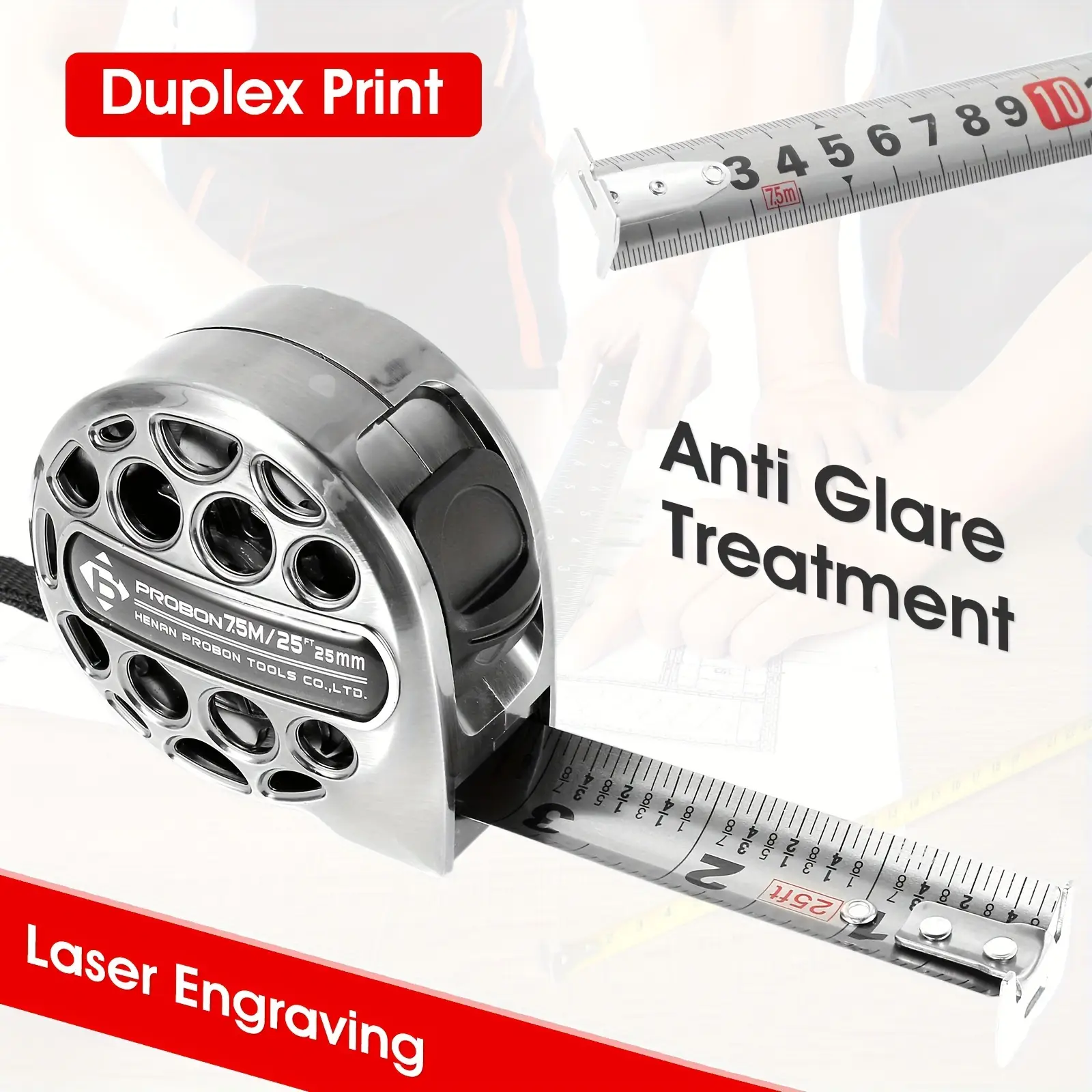 25ft Stainless Steel Retractable Measuring Tape – Durable, Waterproof, Double-Sided Scale, Portable for Home & Industrial Use