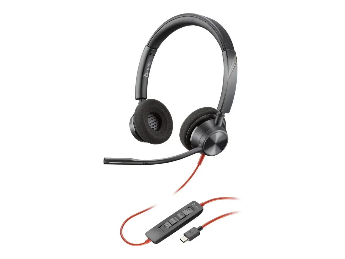 HPI Poly BW3320 Plug-and-Play Wired Headphones - USB-C Wired Cable, 0.57 lbs, 20 Hz Audio, Electronic Gadget, Model 8M3U9AA-ABA