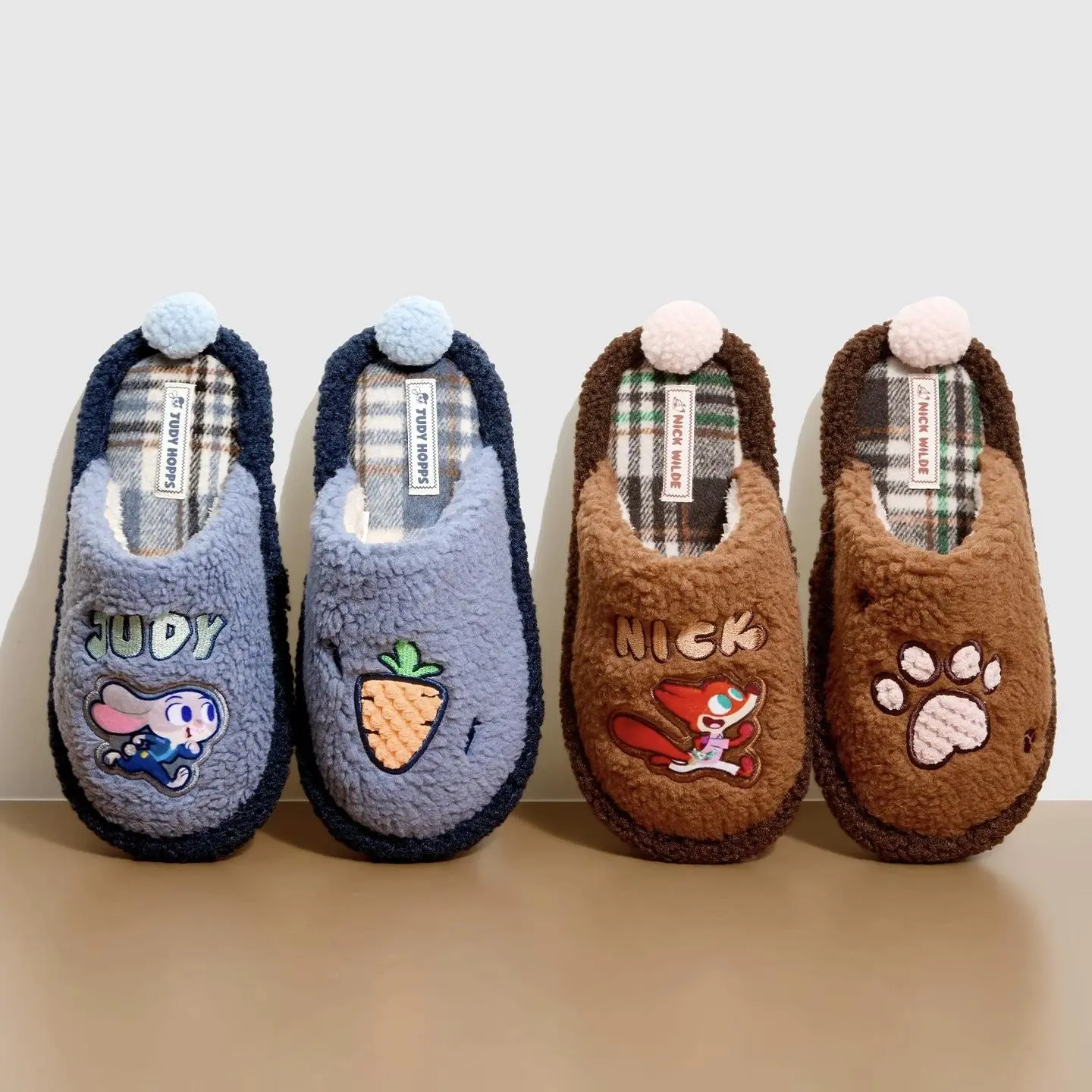 [NEW SPECIAL] Disney Zootopia Plaid Women's Adorable Cartoon Slippers Cozy, Cute & Comfortable Indoor Footwear Warm Trendy for Ladies, Perfect Gift for Fans Valentine Gift for Girlfriends