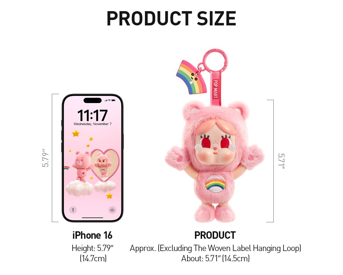 [POP NOW] CRYBABY × Care Bears Series-Vinyl Plush Pendant Blind Box Keychain Mystery Gift-Whole Set