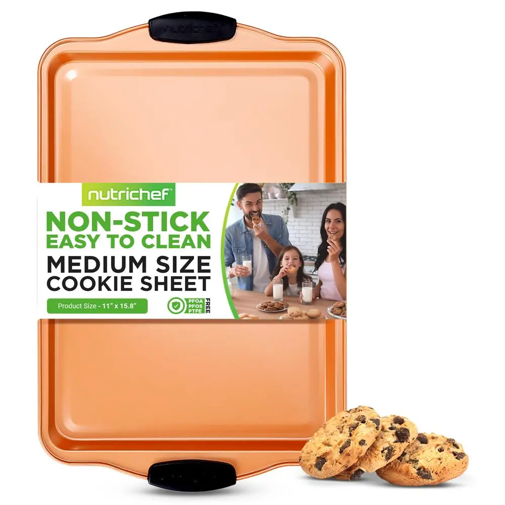 Medium Cookie Sheet | Stackable Non-Stick Carbon Steel Baking Tray - Oven Safe 446°F, Refrigerator and Freezer Safe Bakeware Pan for Cookies, Roasting & Baking - Home Kitchen Essentials