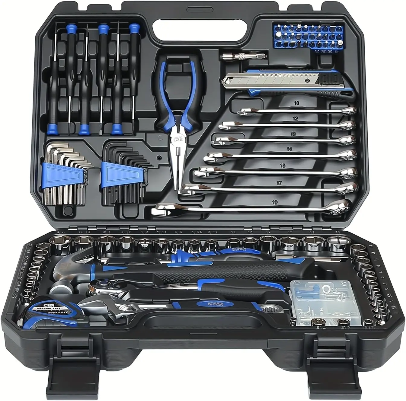200-Piece Hand Tool Set with Toolbox Storage Case, General Home and Auto Repair Kit for Mechanics, DIY Projects, and Daily Maintenance | Tool Set
